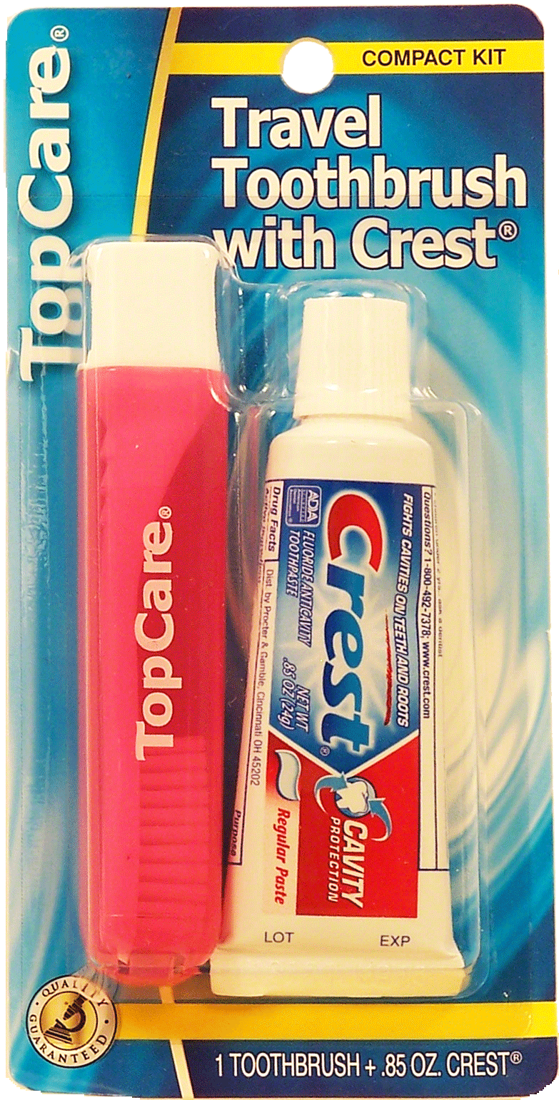 Top Care  travel toothbrush with .85 oz Crest, compact kit Full-Size Picture